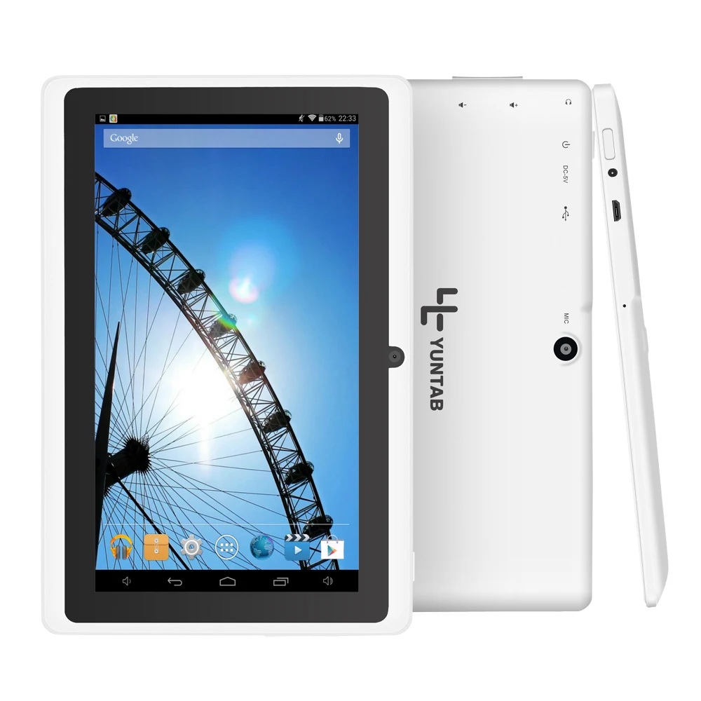 Низкая цена! Yuntab 7 дюймов Tablet Q88, Android Tablet PC, планшет Allwinner A33, 4 ядра Tablet 1,5 ГГц двойной Камера Wi-Fi внешний 3G