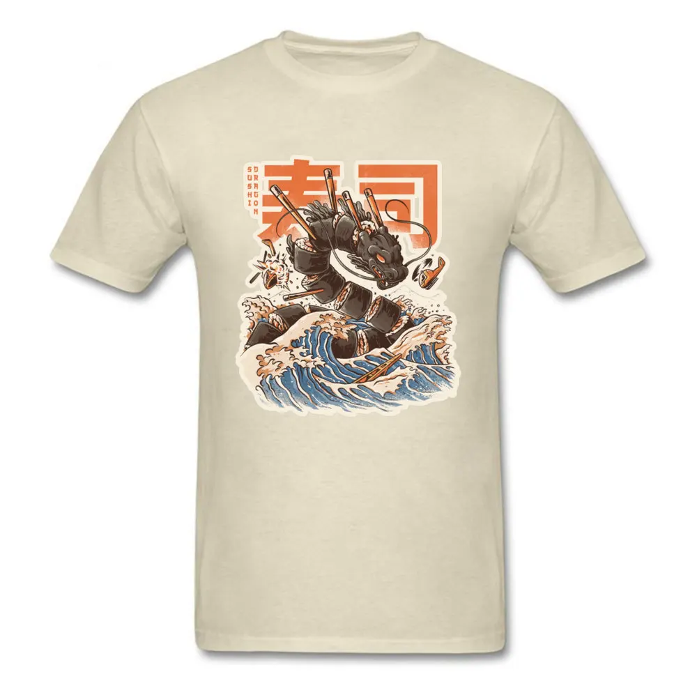 Hokusai Sushi Dragon Wave Забавные футболки для мужчин без названия модные с японским