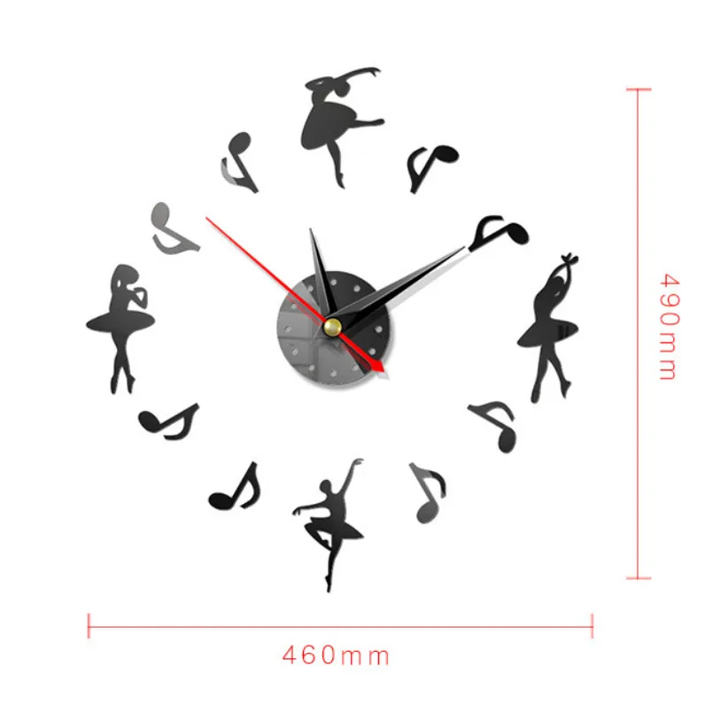 Балетные настенные часы танцевальное украшение для классной комнаты Настенные часы акриловые цифровые настенные часы с зеркальной поверхностью настенные стикеры duvar saati reloj de pare