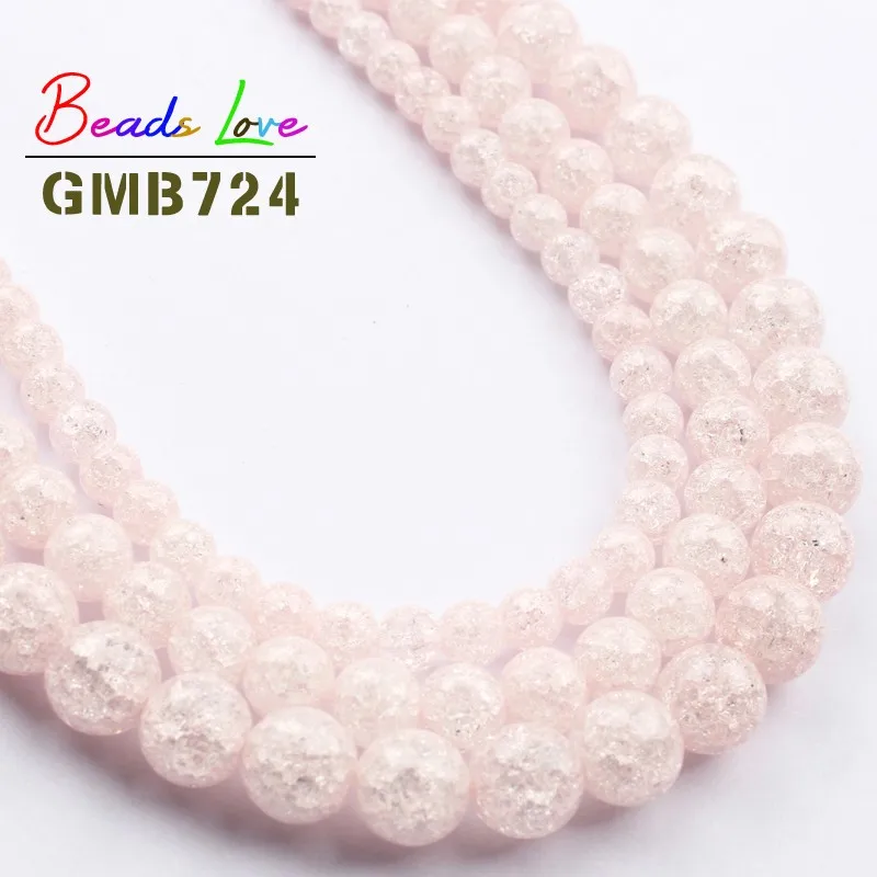 

Wholesale Light Pink Cracked Quartz Stone 6 8 10mm Round Beads For Jewelry Making Diy Bead Bracelet Necklace Jewellery 15 Inch