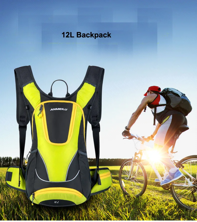 Anmeilu 12l Водонепроницаемый Велоспорт мотоцикл рюкзак+ 2L воды сумка мочевого пузыря Спорт на открытом воздухе восхождение Велоспорт сумка спортивная рюкзаки