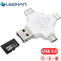 LEIZHAN флеш-накопитель для iphone xr max x 8 7 s 7 s 7 6s 6 plus флеш-накопитель 128 ГБ Micro Memory Stick TYPE-C Pendrive 64 ГБ 32 ГБ 16 ГБ