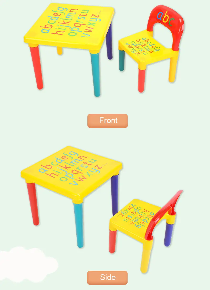 Set di sedie e tavolo per bambini,Alfabeto ABC,Imparare lillustrazione delle lettere,in plastica 