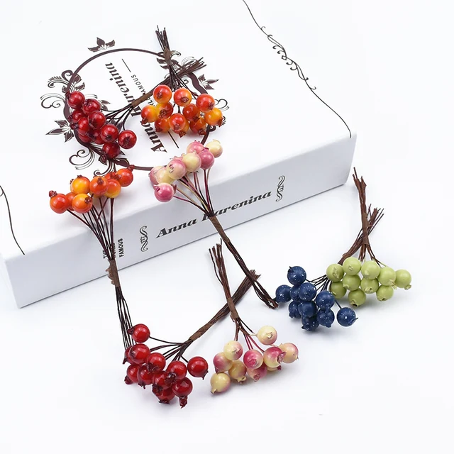 30 Dcs Mesterséges Növények Pe Cseresznye Gyümölcs Dekoratív Virágok Koszorúk Pomponok Diy Ajándékok Doboz Karácsonyi Díszek Otthoni Esküvőre - Image 5