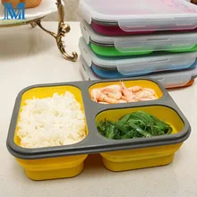Folding Silikon Lunch Box Tragbare Faltbare Bento Box Mit Löffel und Gabel Mikrowelle Lebensmittelbehälter Schüssel 5 Farben