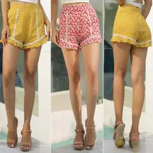 Женские повседневные хлопковые шорты с цветочным принтом, спортивные шорты для йоги, шорты для бега