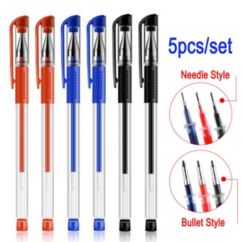 

DELVTCH 5Pcs/set 0.5mm Gel Pen Needle/ Bullet Pen point Tip Red Blue Black ink Neutral Pen Office School Writing Tool Stationery