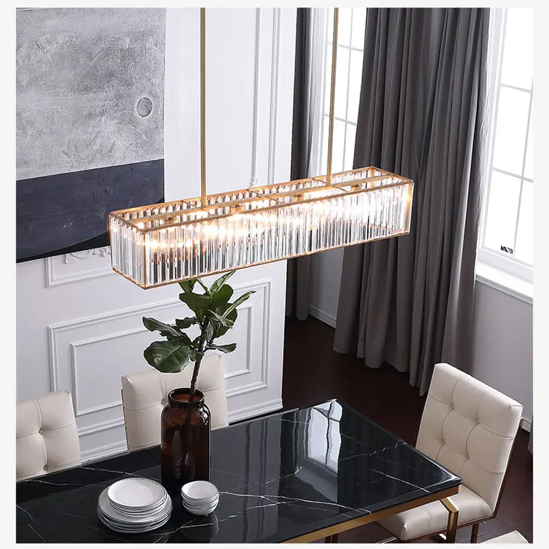 crystal pendant light lamp luxury rectangle led indoor lighting long rectangular lamps and lanterns home furnishing decoration | Лампы и