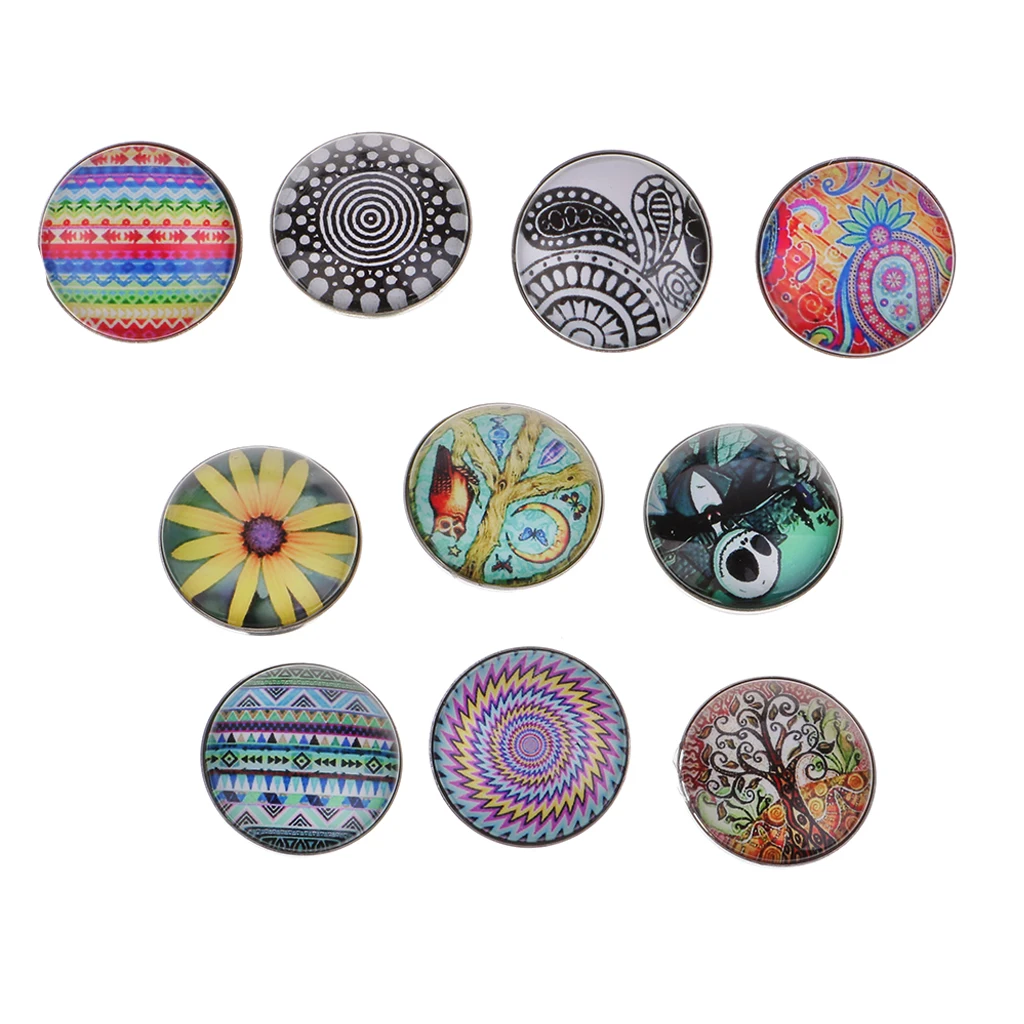 10 Pieces Snaps Buttons Glass Half Round Dome Cabochons for Jewelry ...