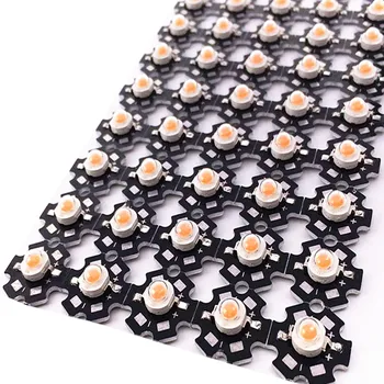 

100pcs/lot 3W 45mil 380nm-840nm 3.2-3.6v 700mA Full Spectrum LED Grow Light Diodes For Plant Grow with 20mm Black PCB star