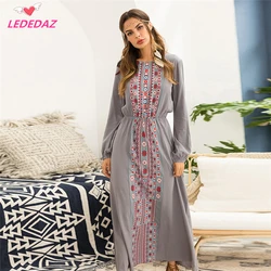 Elegant Long Print Black Gray Islamic Clothing Dubai Abaya Kaftan Formal Royal Blue Muslim Evening Party Dress Summer Dress Maxi Elegant Long Print Black Gray Islamic Clothing Dubai Abaya Kaftan Formal Royal Blue Muslim Evening Party Dress Summer Dress Maxi