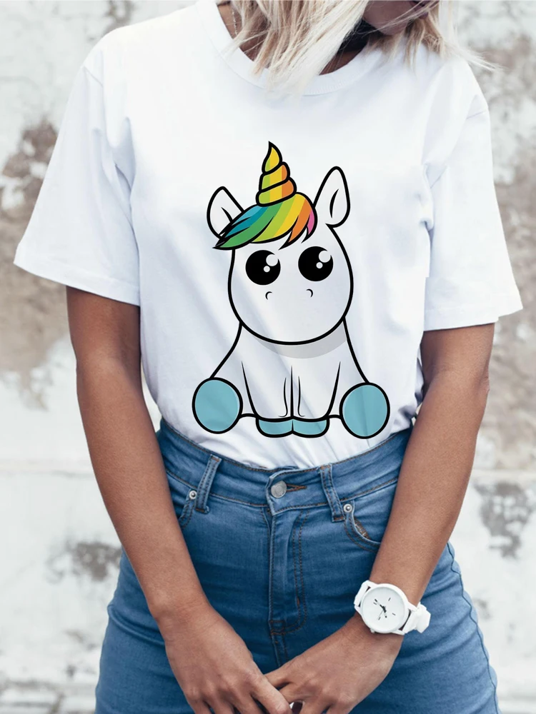 Футболка с единорогом для женщин 2019 Kawaii Новая женская футболка unicornio Одежда Harajuku