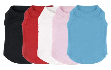 

12pcs/ lot Pet Blank Plain Soft Cotton Dog Shirt Tee Shirt Summer Clothes for Small Large Dogs Cats
