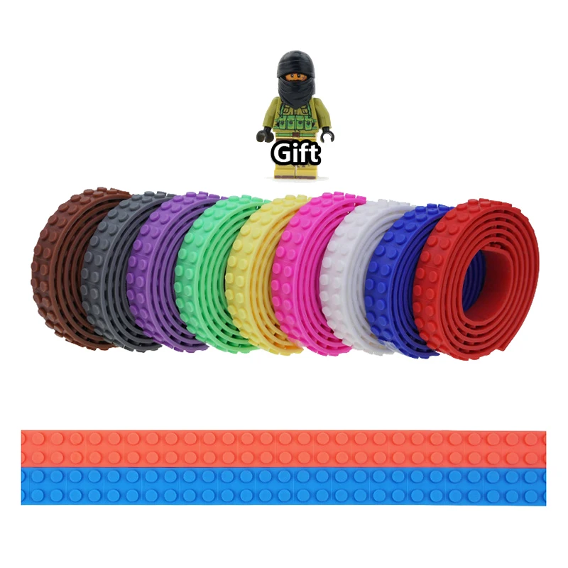 

100cm DIY Plastic Loops Block Toy 248 Dots Adhesive Plastic Tape Building Block Base Plate Sticky Backing Tape Toy for children