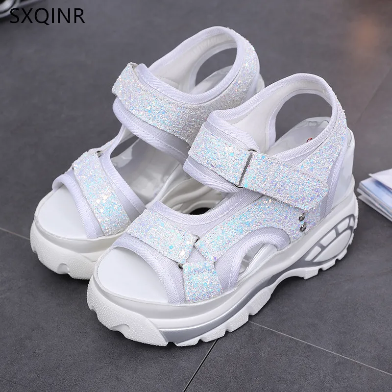Woman Sandals 2019 Summer Women Concise Platform Sequins Casual Shoes Woman Fashion Thick Bottom Wedges Sandals