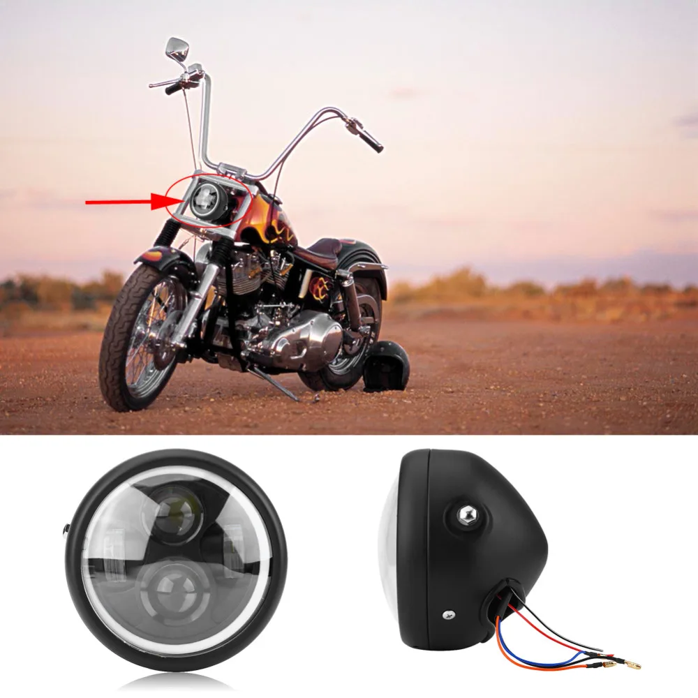 16 см/6 5 &quotсветодиодная фара для мотоцикла Harley Sportster Cafe Racer Bobber холодный белый свет