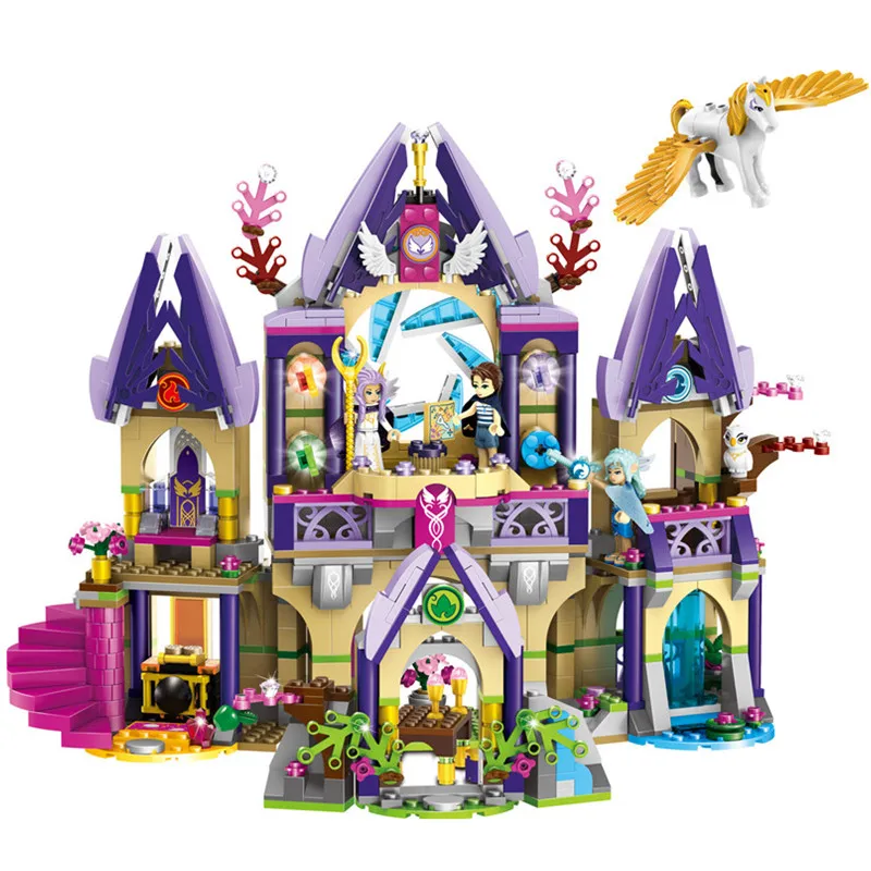 809 шт. Legoings Elves 41708 Skyra's Mysterious Sky Castle модель строительные блоки Кирпич набор