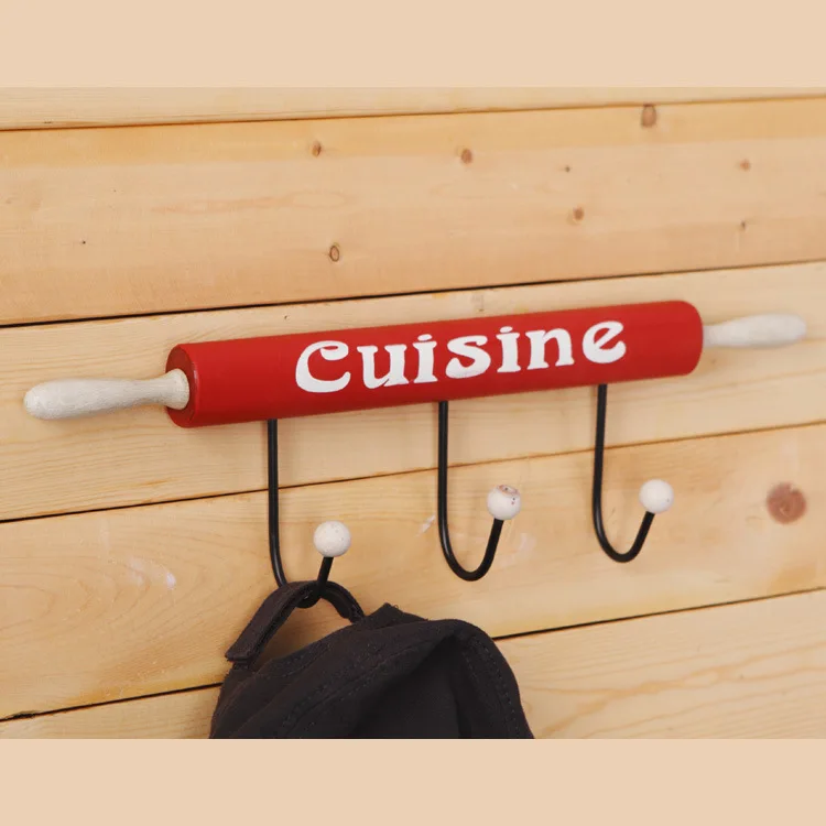 

Creative zakka wooden red circle hook clothing store coat hooks coat hooks door decoration jiaju02