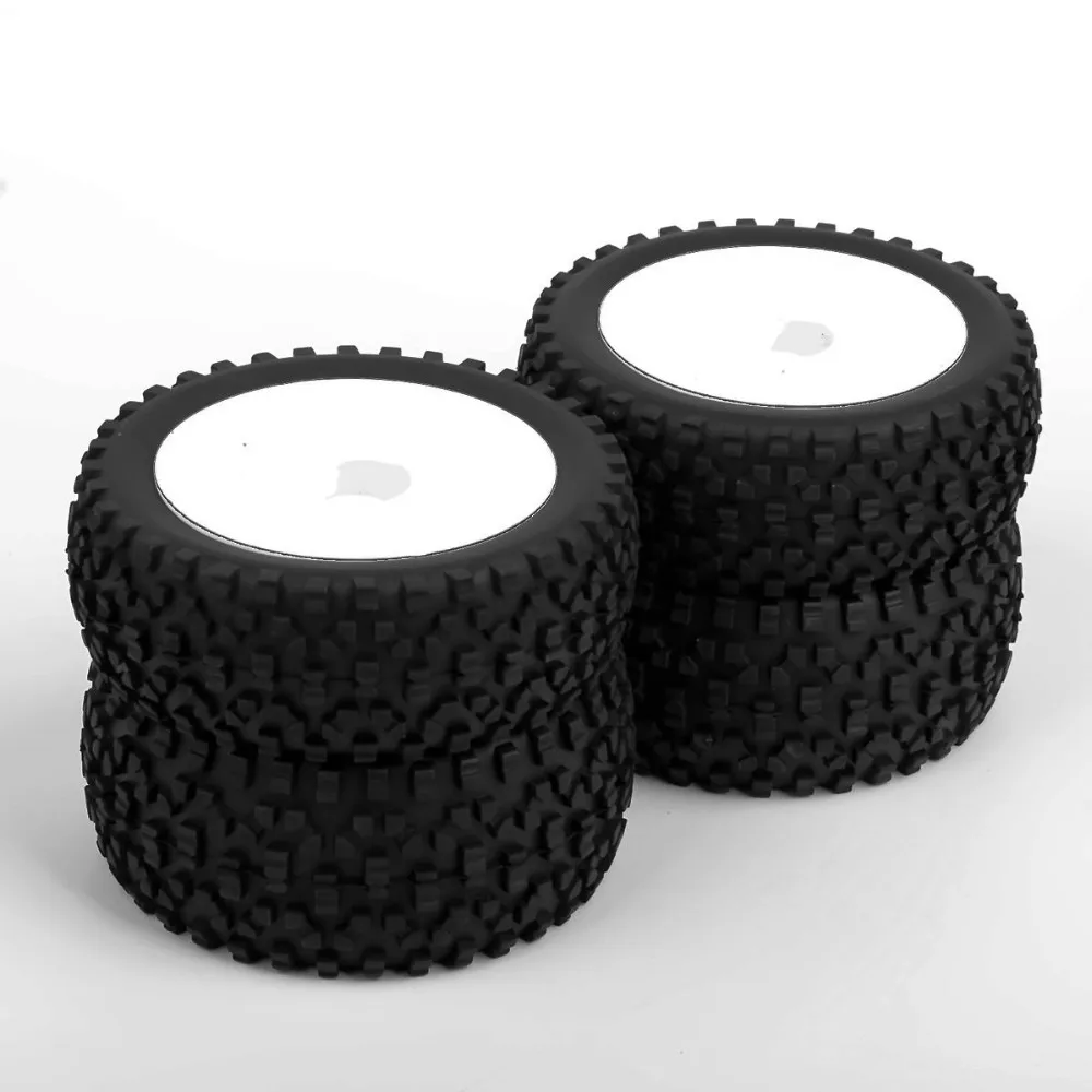 1:10 резиновые передние и задние шины белые колесные диски для радиоуправляемое Багги внедорожный автомобиль#484
