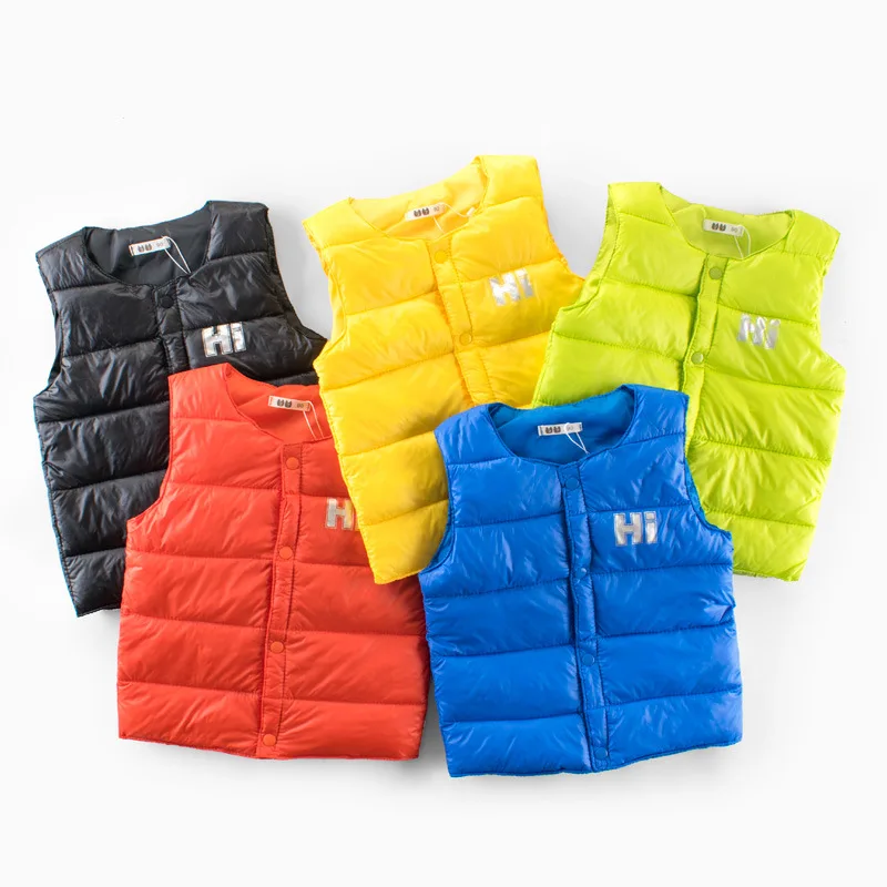 

Children's Wear Vest Spring and Autumn Baby Girl Vest Coat Boys Solid Cotton Vest Warm and Windproof Kids Lightweight Coat 1-8 Y