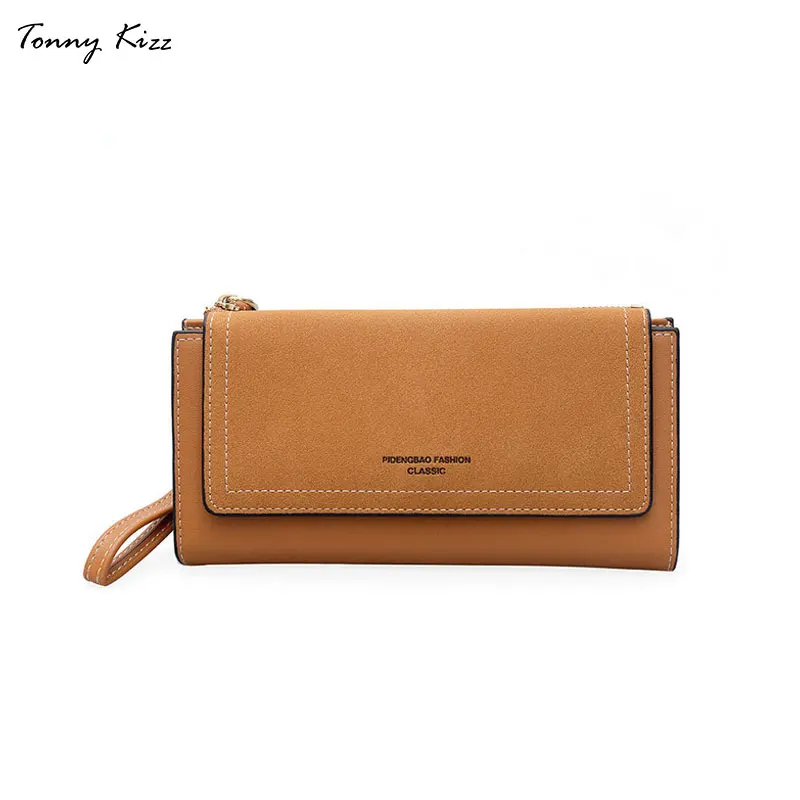 

Tonny Kizz women long wallet PU matte leather purse female high quality card holder carteira solid color women wallets standard