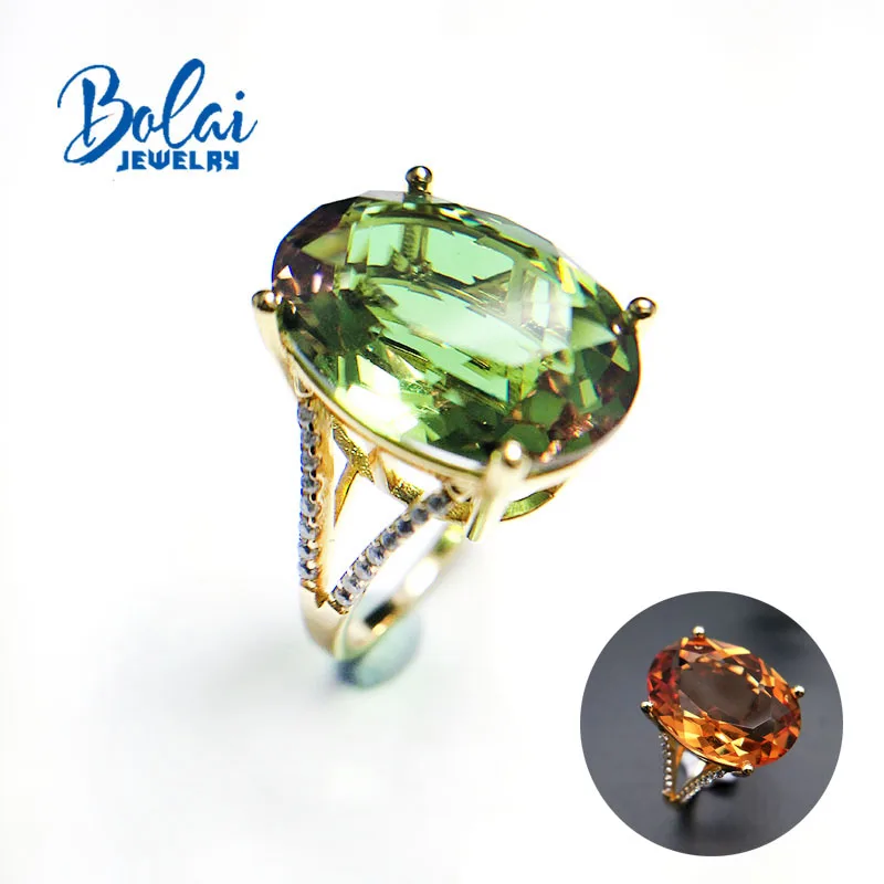 Bolai S925 Anello Solitario Zultanite Cambia Colore Tono Oro Giallo Argento Sterling 12,0 Ct Creato Diaspore Per Cocktail Da Donna