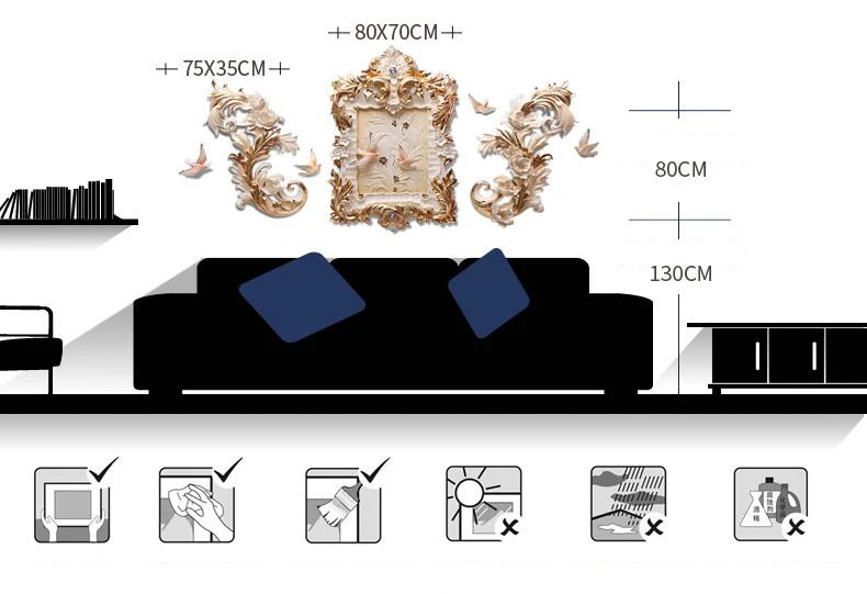 Европейский стиль, настенное украшение, художественное украшение, оригинальное тисненое, роскошное, украшенное объемной стеной, для гостиной