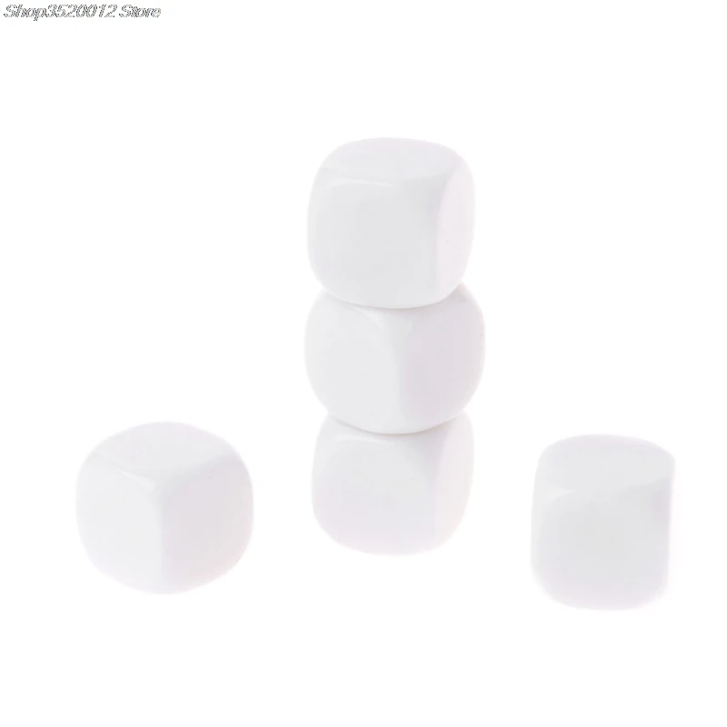 

5pcs 20mm White Blank Acrylic Dice Kid DIY Write Painting Graffiti Family Games Dice Set