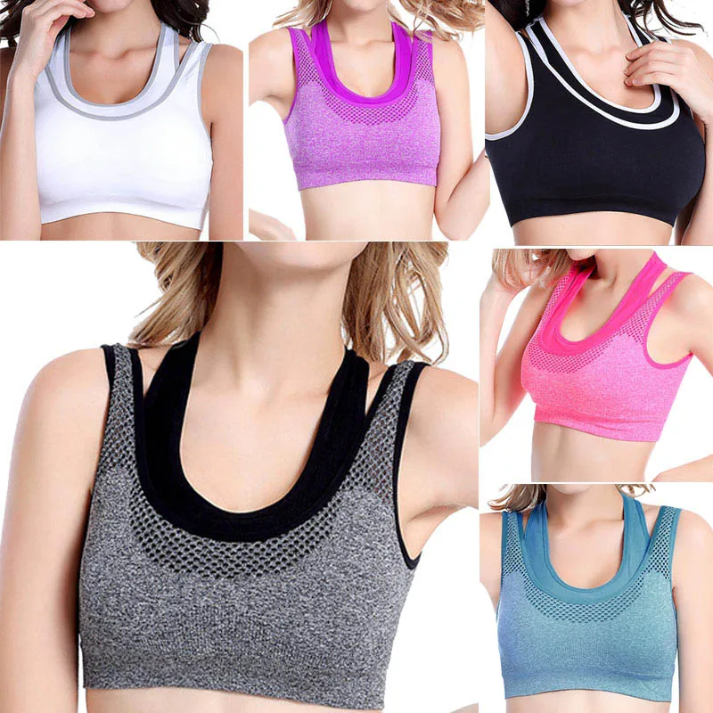 

Newly New Women Fitness Yoga Workout Bra Tank Top Seamless Racerback Padded Sports Bras BN99