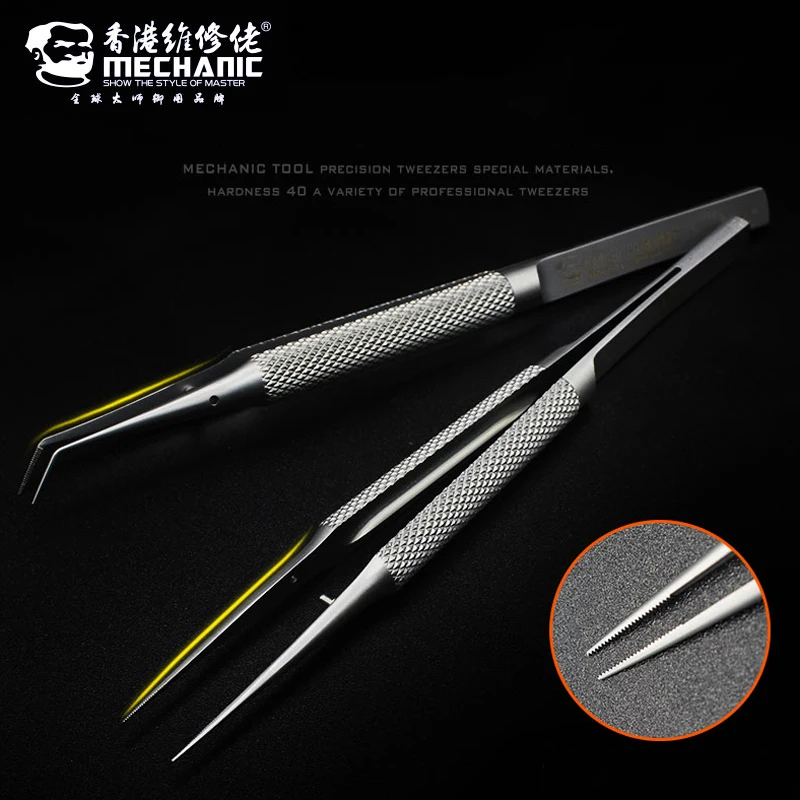 

MECHANIC Precision anti-skid and anti-corrosion extended microscope flying line tweezers