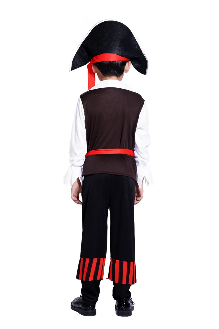 С изображением персонажа фильма «Пираты Карибского моря» костюм для Хэллоуина для детей пиратский капитан, для косплея властная мальчик костюм пирата