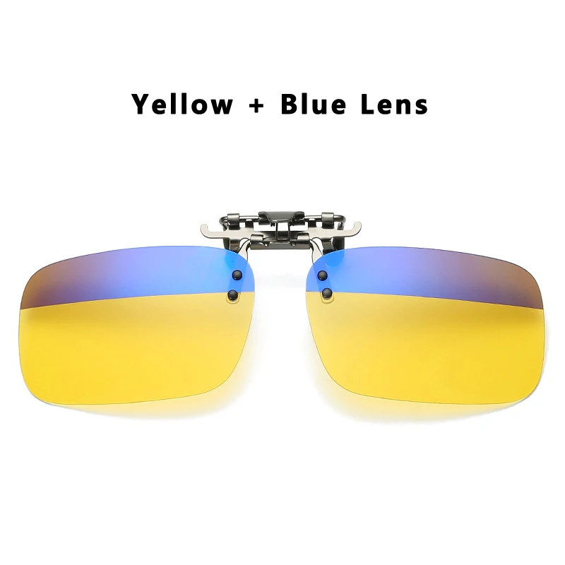 Очки унисекс для рыбалки с защитой от ультрафиолета, Поляризованные, дневные, антибликовые, для ночного видения, с клипсами, легко надеваются, солнцезащитные очки с откидывающейся линзой, очки для вождения - Цвет линз: Yellow  Blue Lens