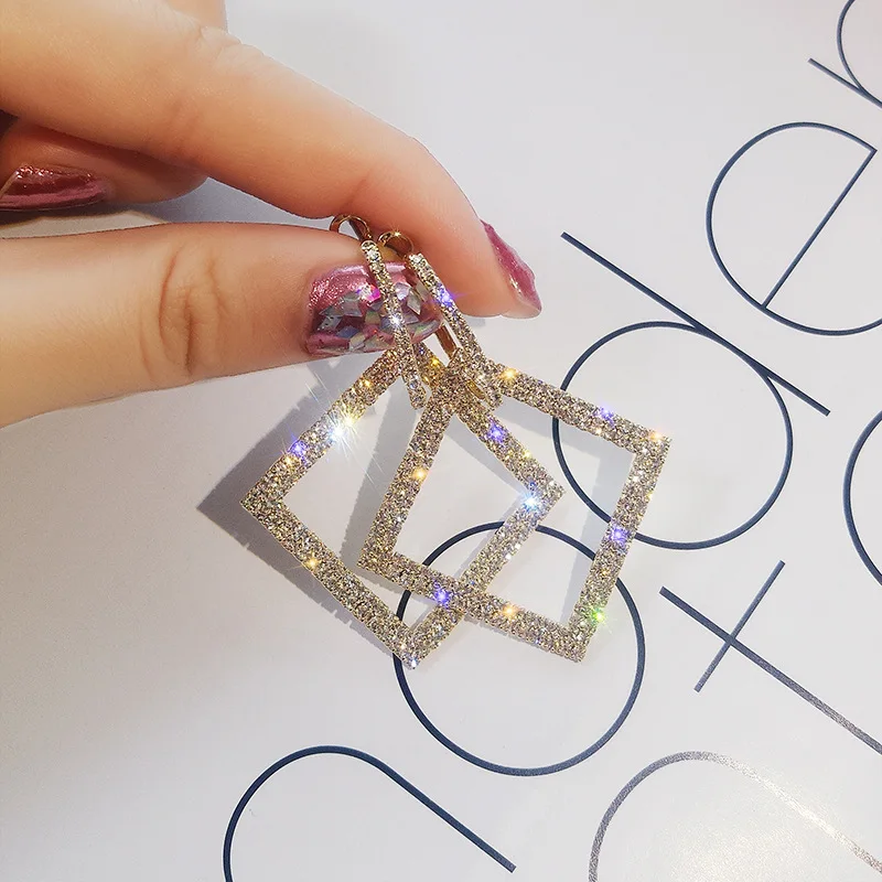 Us 3 99 2019 New Design Fashion Jewelry Elegant Luxury Earrings Square Full Of Crystal Wedding Party For Woman In Drop Us 3 99 2019 New Design Fashion Jewelry Elegant Luxury Earrings Square Full Of Crystal Wedding Party For Woman In Drop