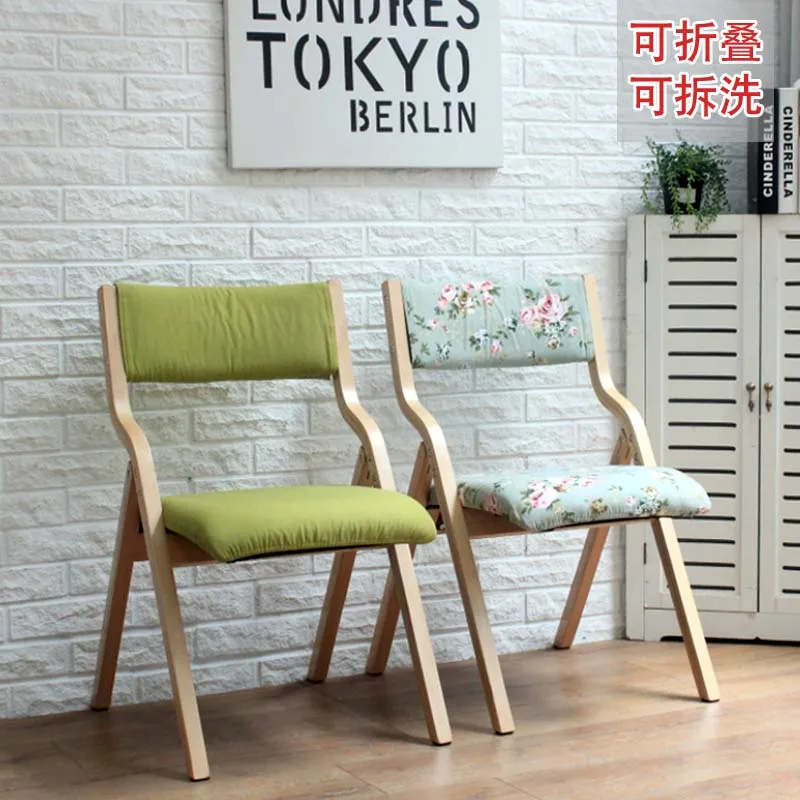 Solid Wood Folding Chair Dining Fabric Washable Simple Fashion Solid Wood Folding Chair Dining Fabric Washable Simple Fashion Creative Computer Training Conference Ikea Chairs