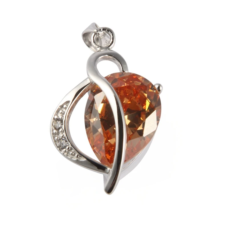 

SHUNXUNZE Wedding pendants charms christmas for Jewelry Explosion models Pink Morganite Cubic Zirconia Rhodium Plated R872 R875