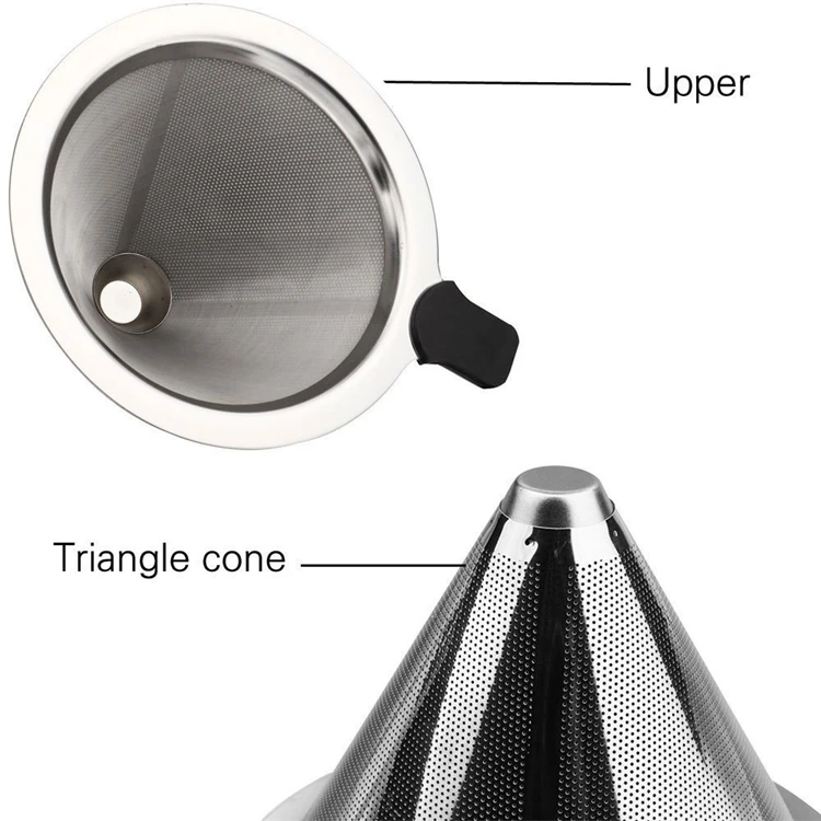 LMETJMA многоразовая нержавеющая сталь Кофе фильтр конус безбумажный сеточный фильтр для кофе воронка кофе фильтр капельница KC0048