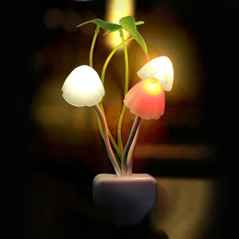 

Novelty Mushroom Fungus Night Light EU & US Plug Light Sensor 220V 3 LED Colorful Mushroom Lamp Led Night Lights