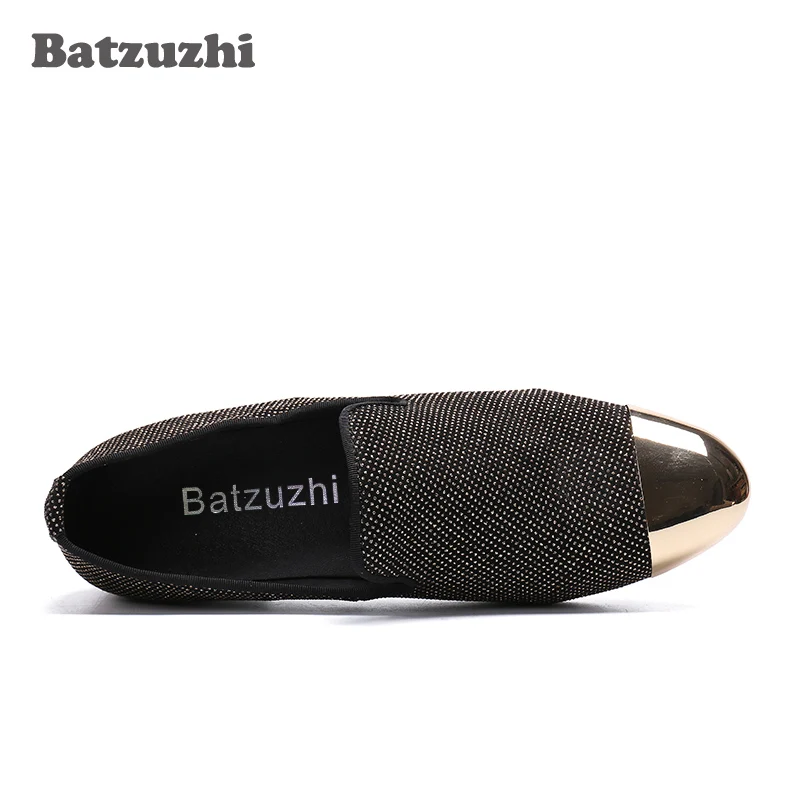 Oro Lujo Casual Mocasines Boda Y Partido Zapatos Hombres Metal 1 Cuero Cap Glitter color Crystal Negro De 2 Color Batzuzhi Hombre FqPAdwA