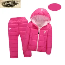 3-6 Years Children’s Clothing Children Winter Suit Boys Girls Hooded Feather Cotton Jacket Plus Pants Waterproof Warm Trousers