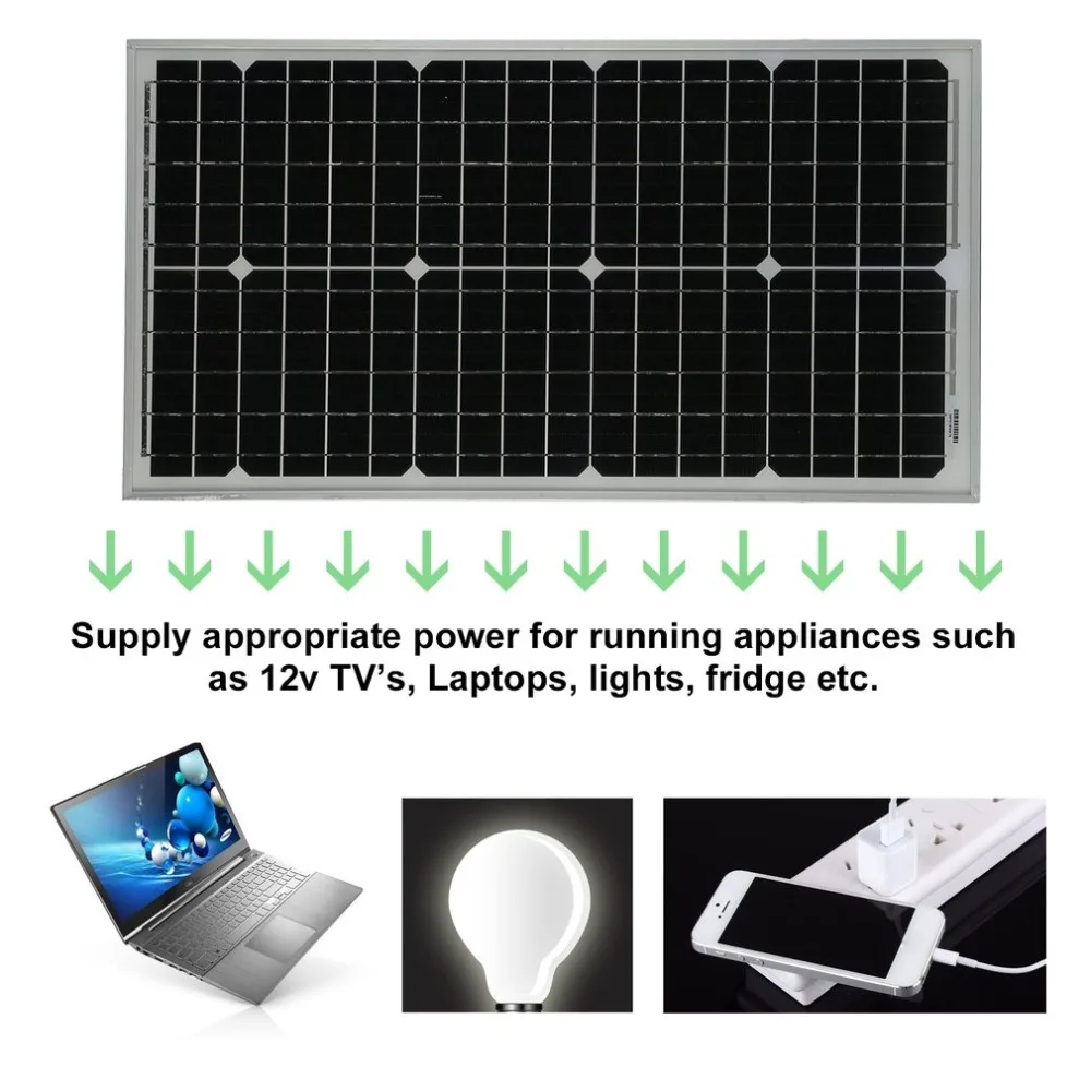 

Universal 30W 12V Moncrystalline Solar Panel Module Boat Car Power Supply Outdoor Solar Charging Device For Off Grid RV Boat