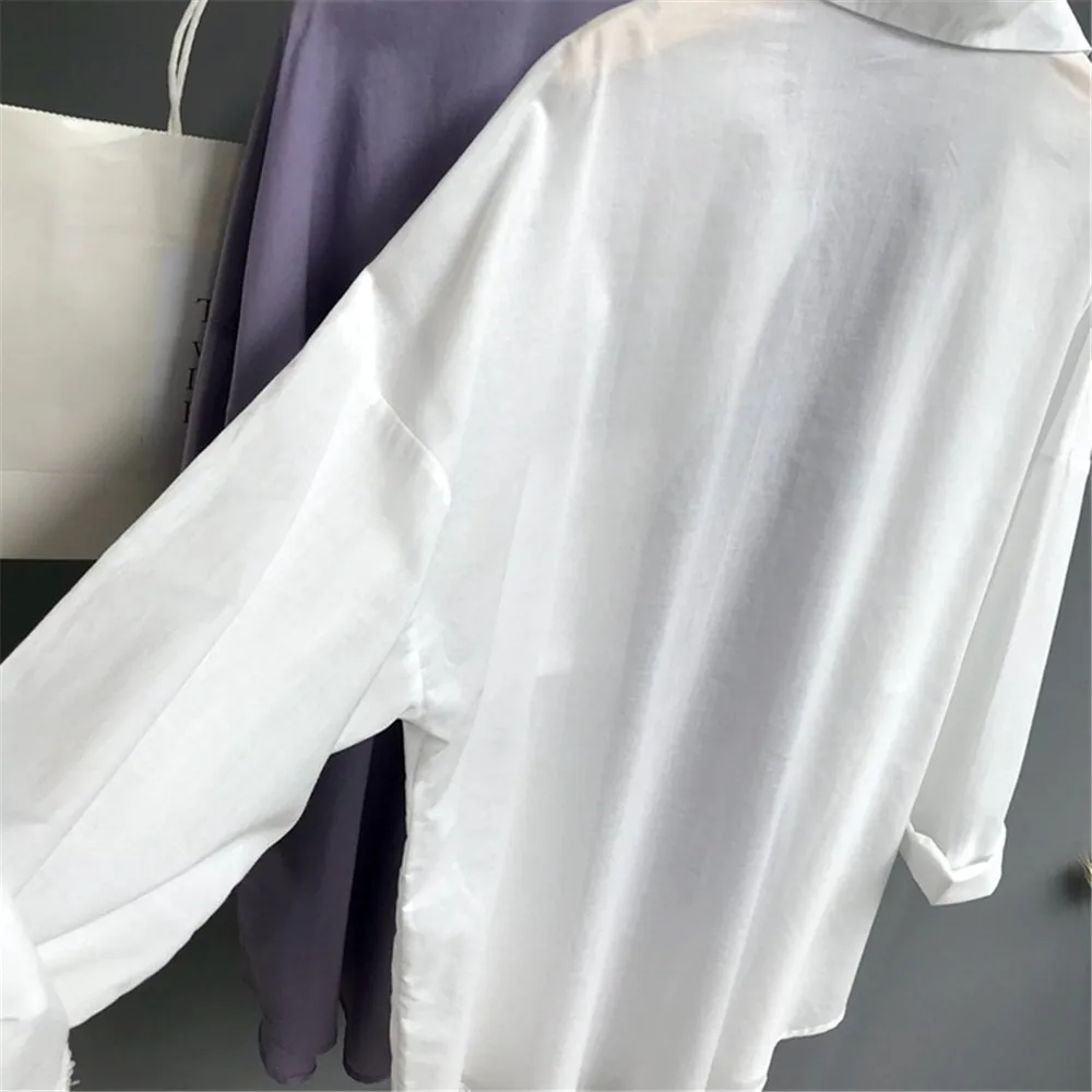 Boyfriend Style Casual Vacation White Long Blouse Women Summer Women Long Sleeve Shirt Blouse High quality loose Blouse Tops (16)