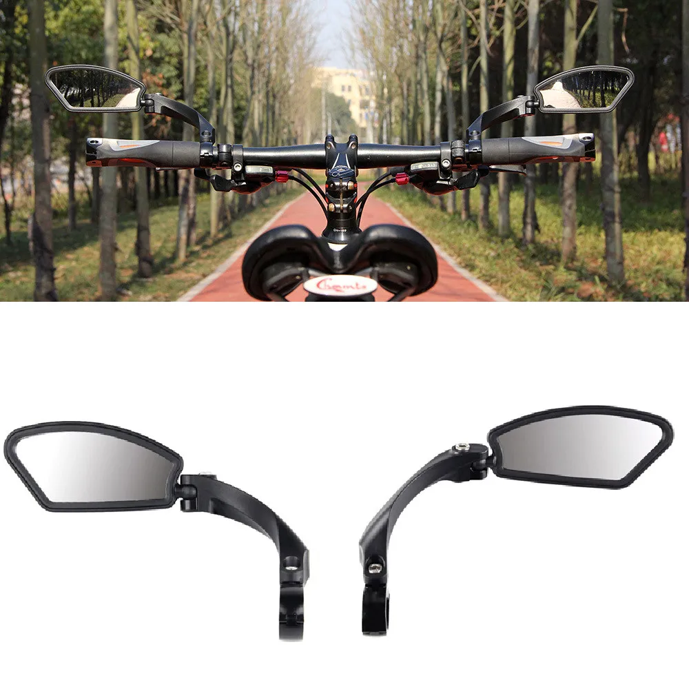 

Bicycle Accessaries Mountain Bike Black Cycling Aluminum Alloy Handlebar Rear View Rearview Mirror Rectangle Back #3N13