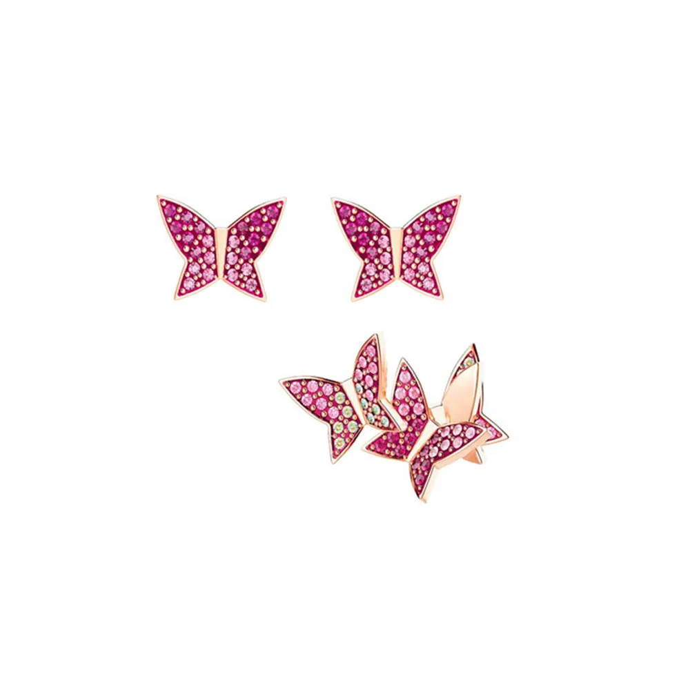 

SWA RO 2019 New Color Asymmetric Butterfly Piercing Earrings High Quality 1:1 Woman Jewelry Commemorative Gift 5378694