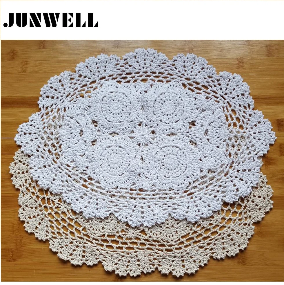 

30X45CM Shabby Chic Multi Color Vintage Crocheted Doilies Handmade Crochet Coasters Cotton Lace Cup Mat Placemat 2PCS/SET DIY