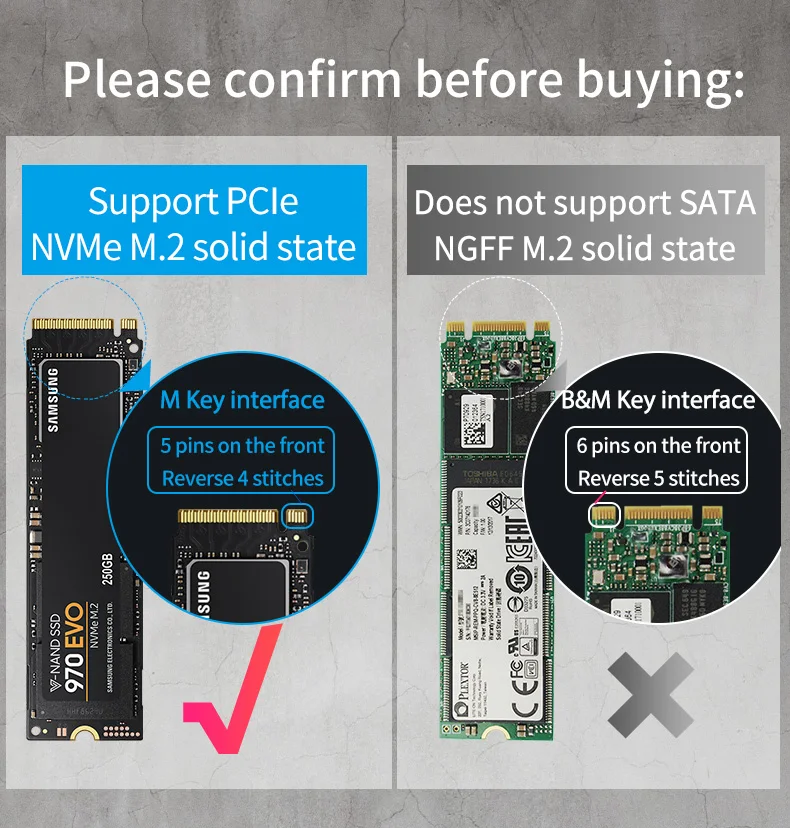 Портативный SSD PCIe M.2 NVMe чехол type C 3,1 чехол 2,5 'алюминиевый внешний корпус для хранения USB жесткий диск Caddy твердотельный чехол