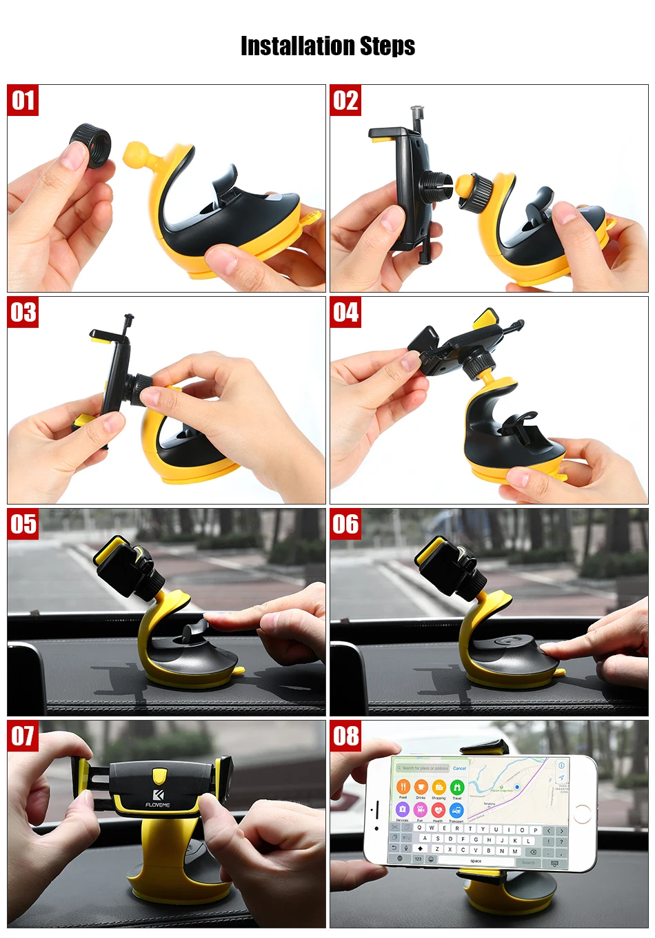 360 Rotate Car Holder Phone Holder For Samsung Galaxy S8 (9) - 