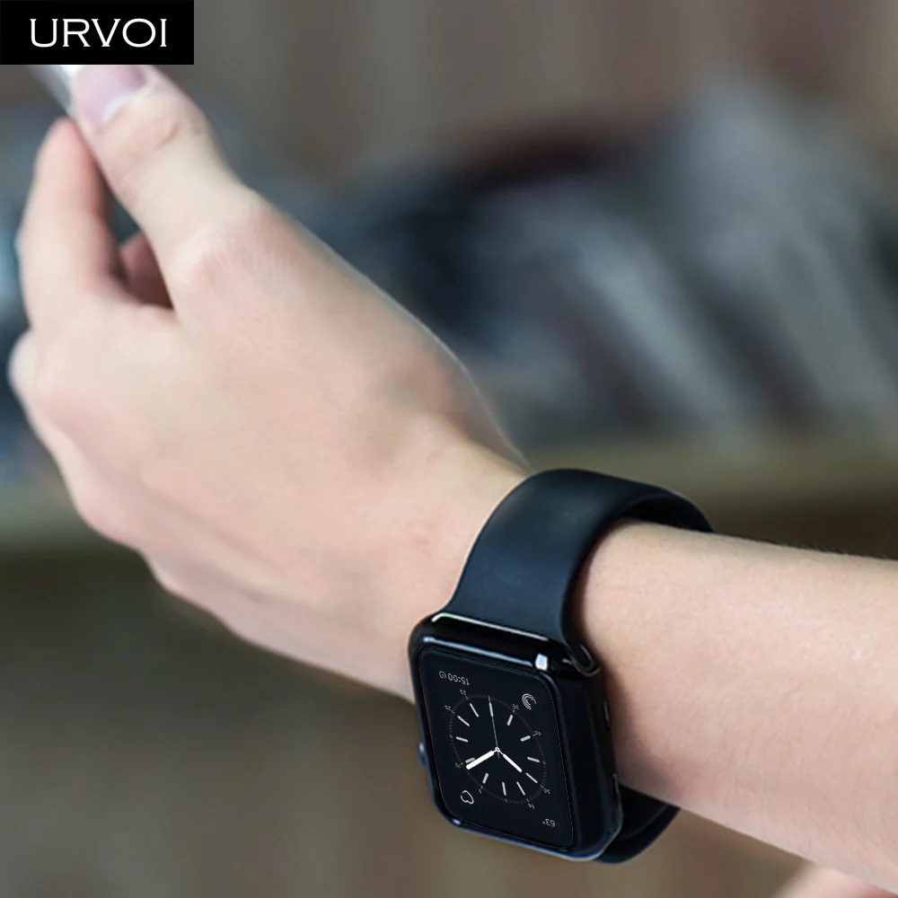 URVOI гальванический чехол из ТПУ для Apple watch серии 5 4 3 2 Крышка для часов протектор для iWatch 38 42 40 44 мм Тонкий fit рамка ремешок