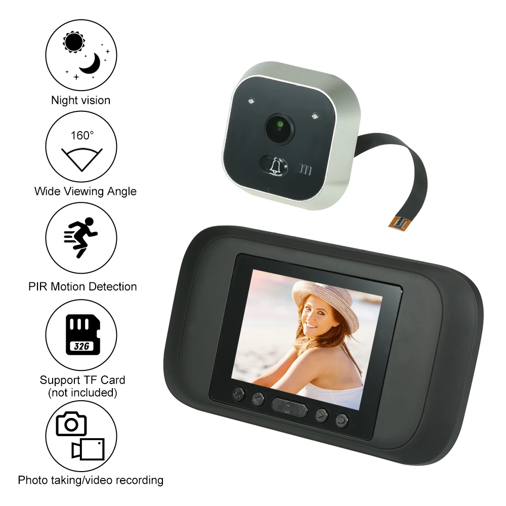 

Wireless Digital Peephole Door Viewer Video Intercom PIR Motion Detection Night Vision Video Recording Door Eye Doorbell