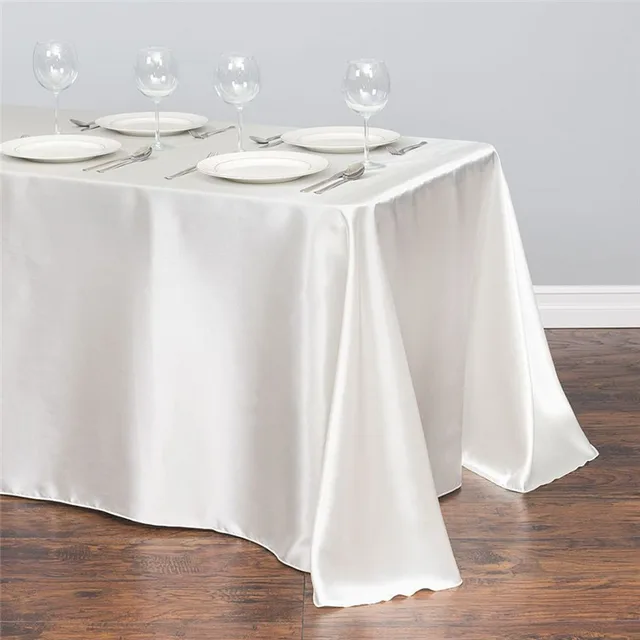 White Satin Table Cloth 140cmx250cm Rectangle Table Cover WholeSale