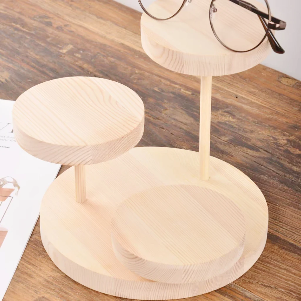 Natural Wood Sunglasses Eyeglasses Rack Display Stand Glasses Holder Organizer Home Office Desk Decor Tool